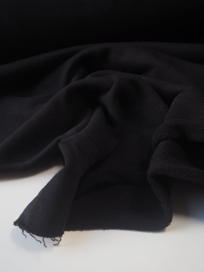 Black Circular Cotton Loopback Jersey