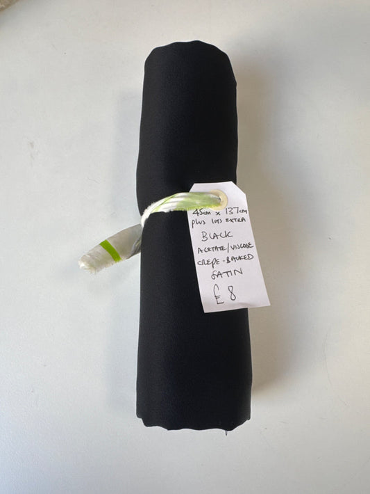 Black Crepe Back Satin Remnant