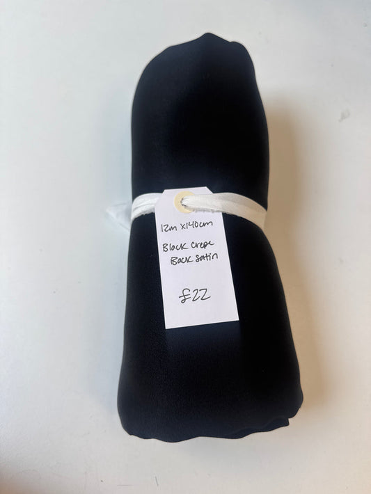 Black Crepe Back Satin Remnant