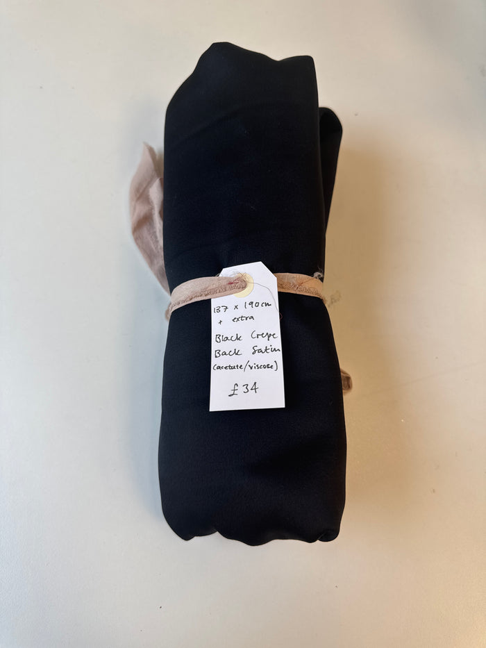 Black Crepe Satin Remnant