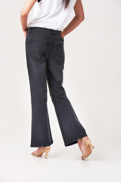 Black Flared Led Women Jeans