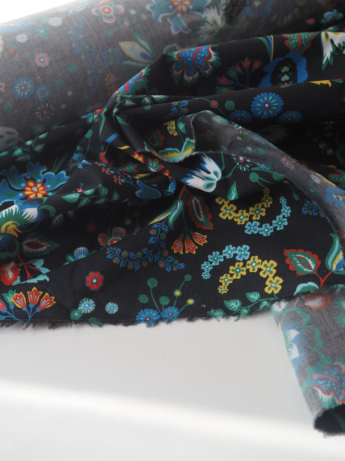 Black Floral Cotton Poplin