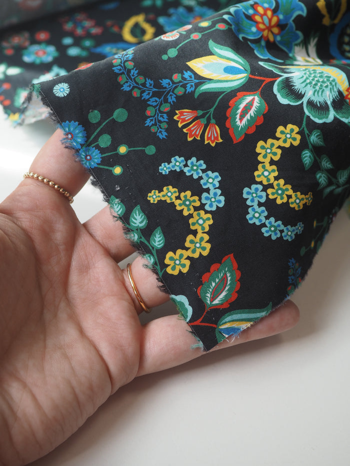 Black Floral Cotton Poplin