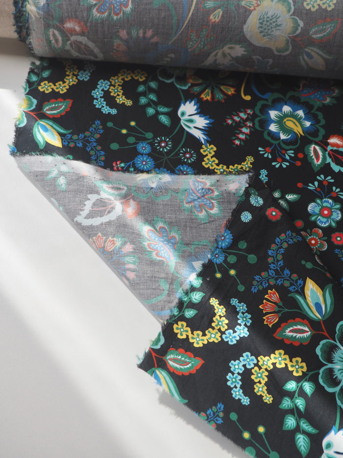 Black Floral Cotton Poplin