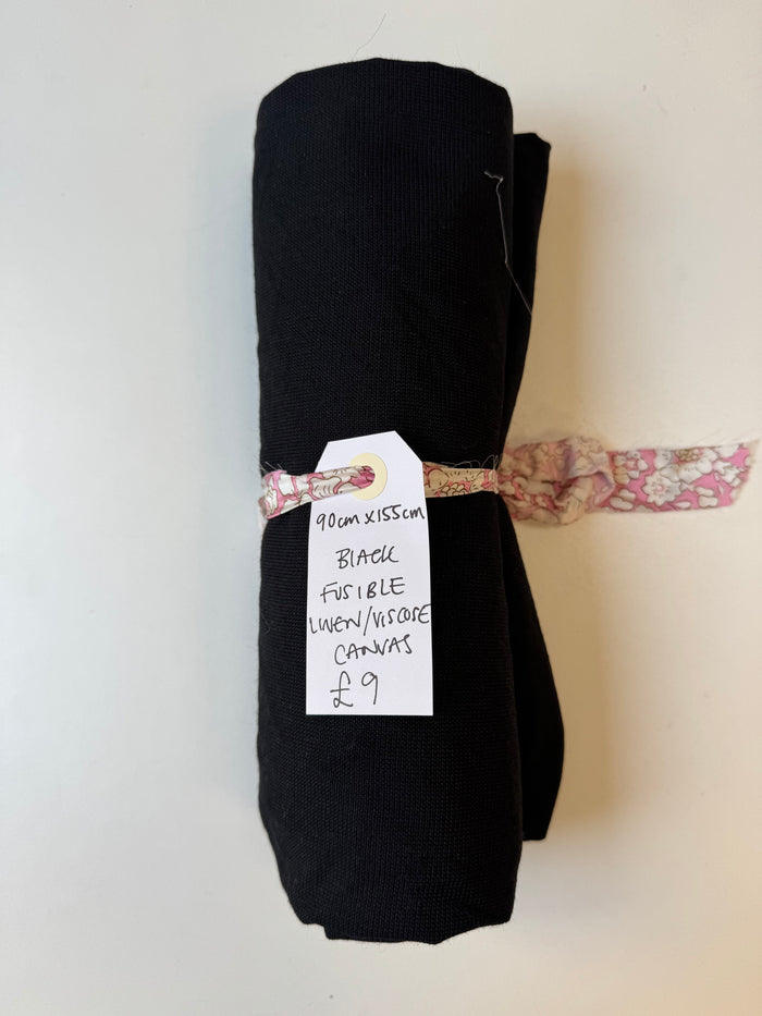 Black Fusible Linen/Viscose Canvas Remnant