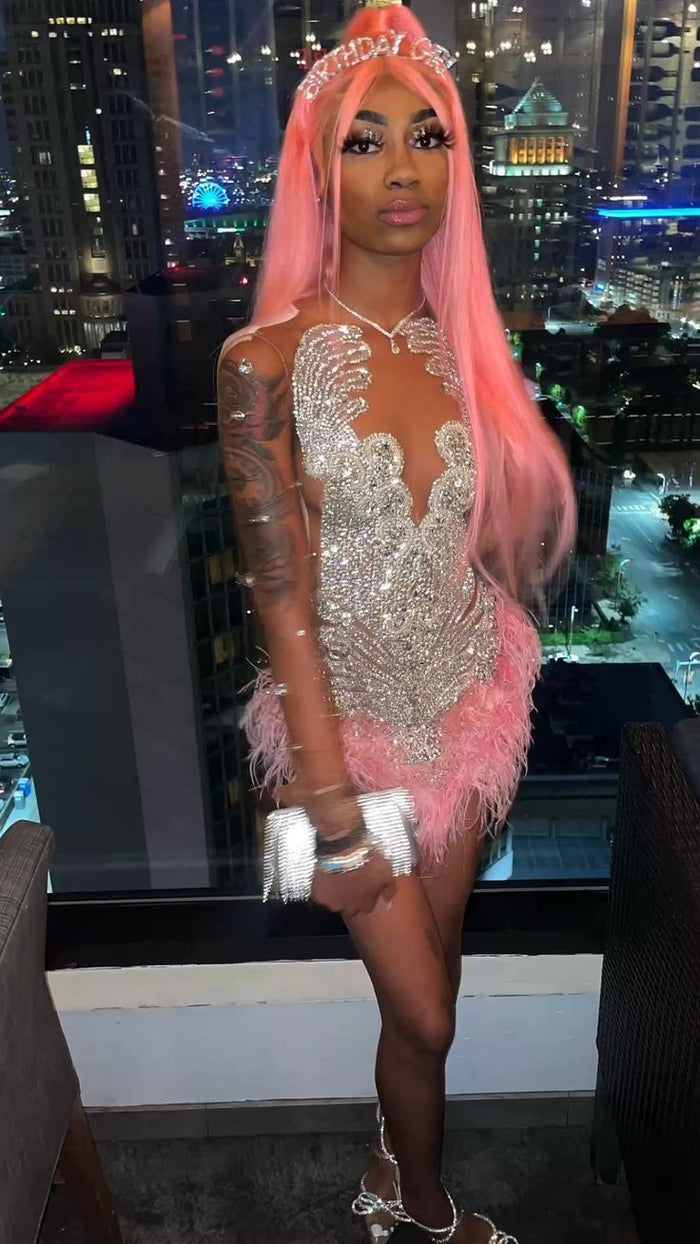Black Girl Homecoming Dress 2024 with Feathers Birthday Dress