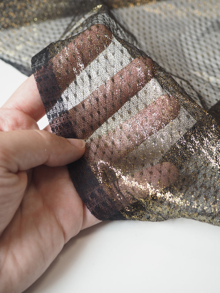 Black + Gold Foiled Diamond Tulle