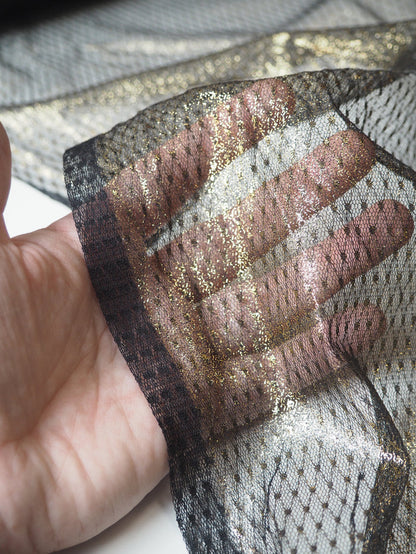 Black + Gold Foiled Diamond Tulle