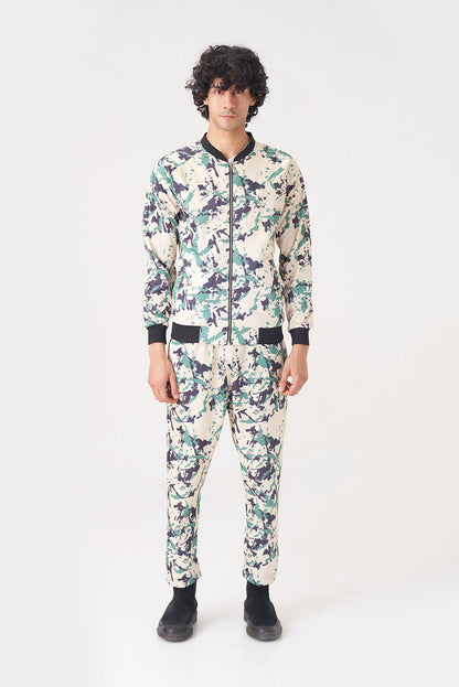 Black, Green, and Beige Camo Tracksuit for Men
