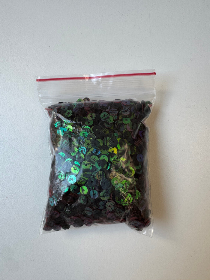 Black + Green Reflective Sequins 52g