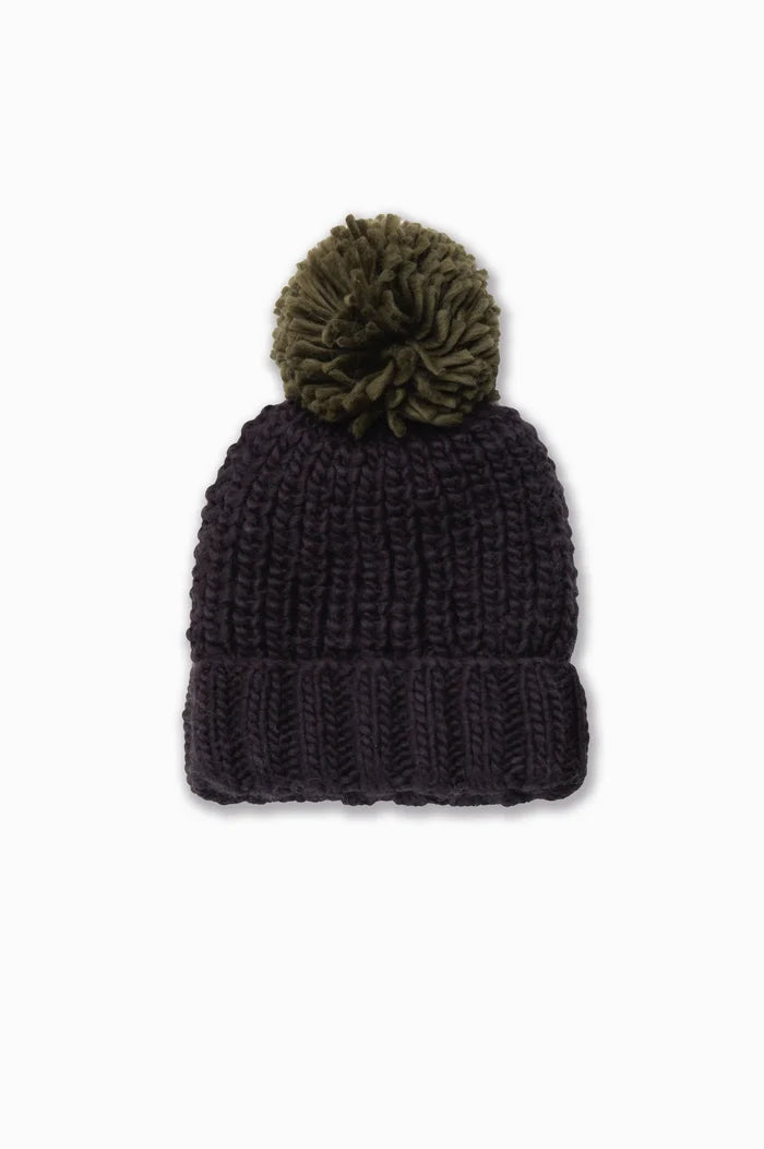 Black Hand Knitted Pom Pom Hat