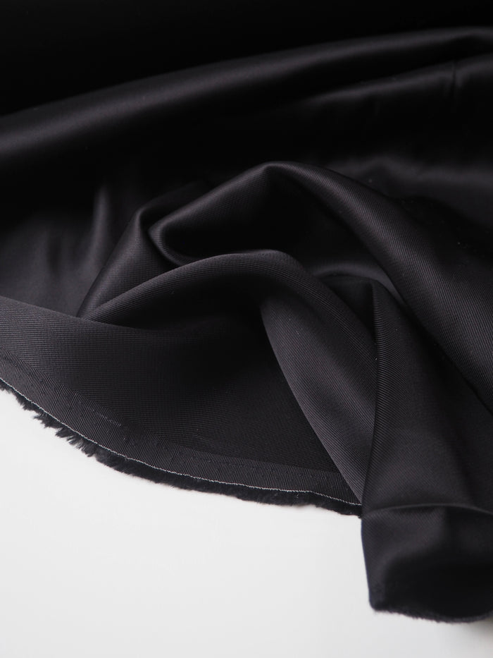 Black Heavy Viscose Satin Twill