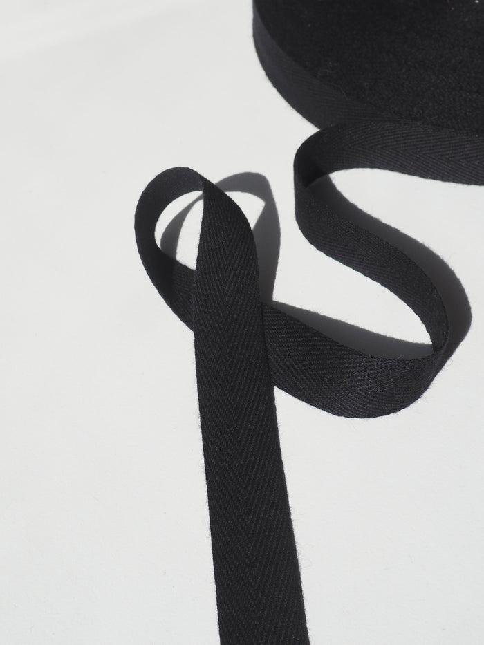 Black Herringbone Cotton Tape 20mm