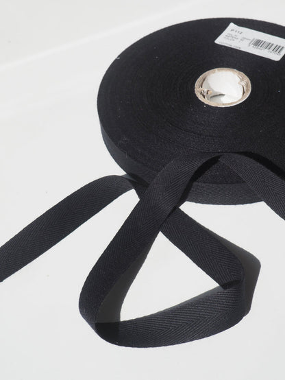 Black Herringbone Cotton Tape 20mm
