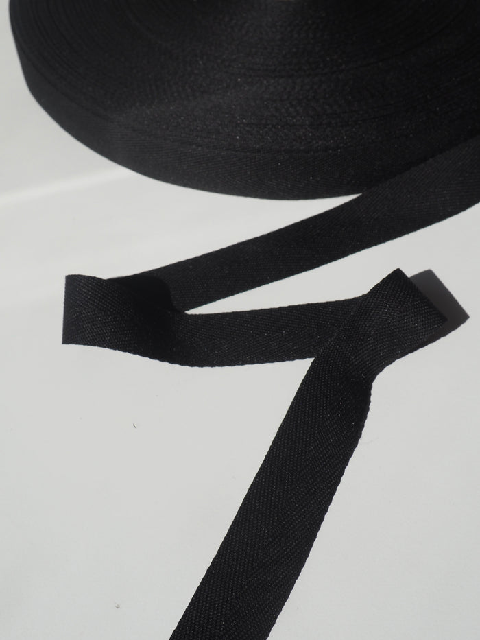 Black Herringbone Webbing 24mm