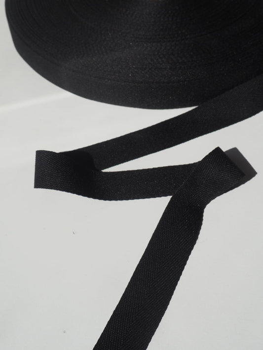 Black Herringbone Webbing 24mm