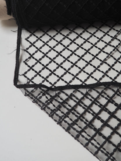 Black Lattice Embroidered Tulle