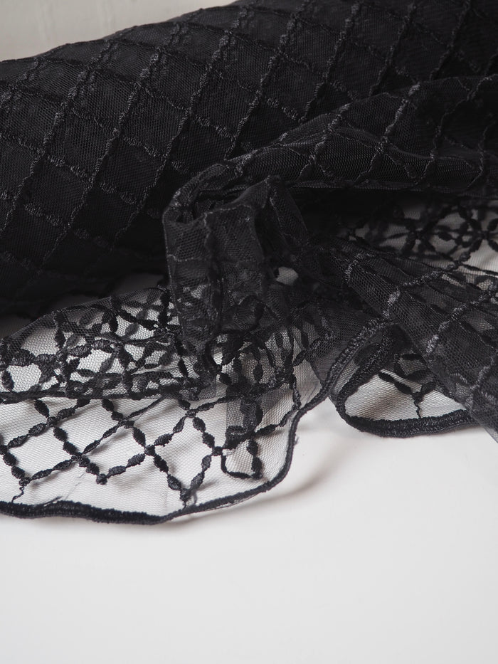 Black Lattice Embroidered Tulle
