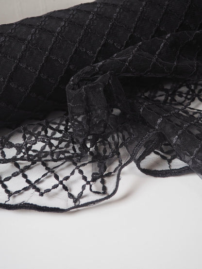 Black Lattice Embroidered Tulle