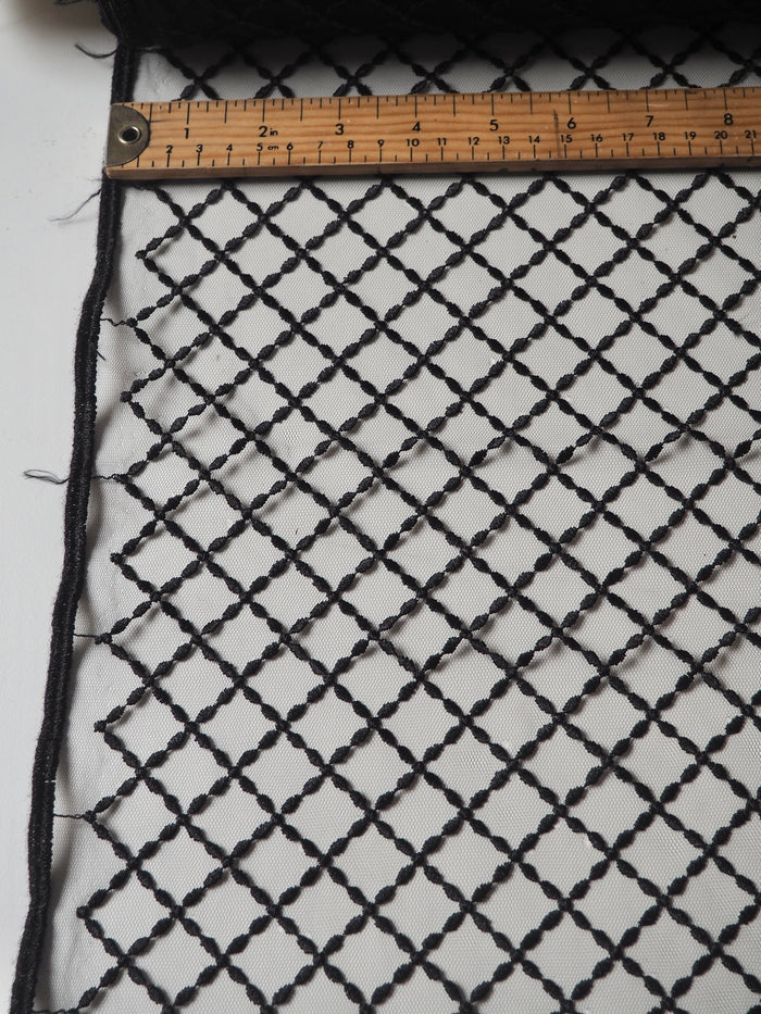Black Lattice Embroidered Tulle