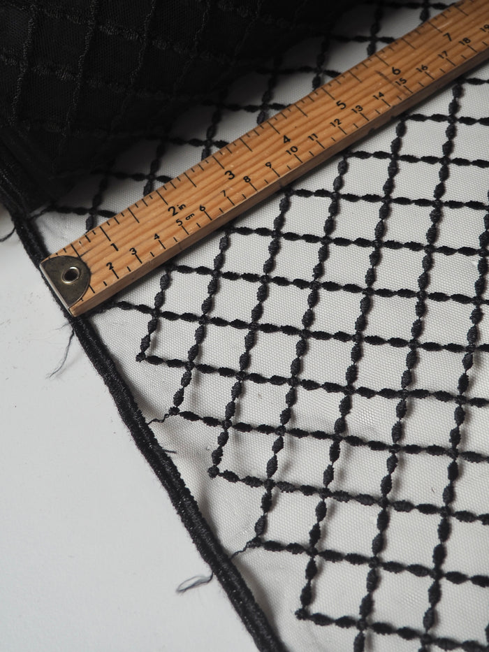 Black Lattice Embroidered Tulle