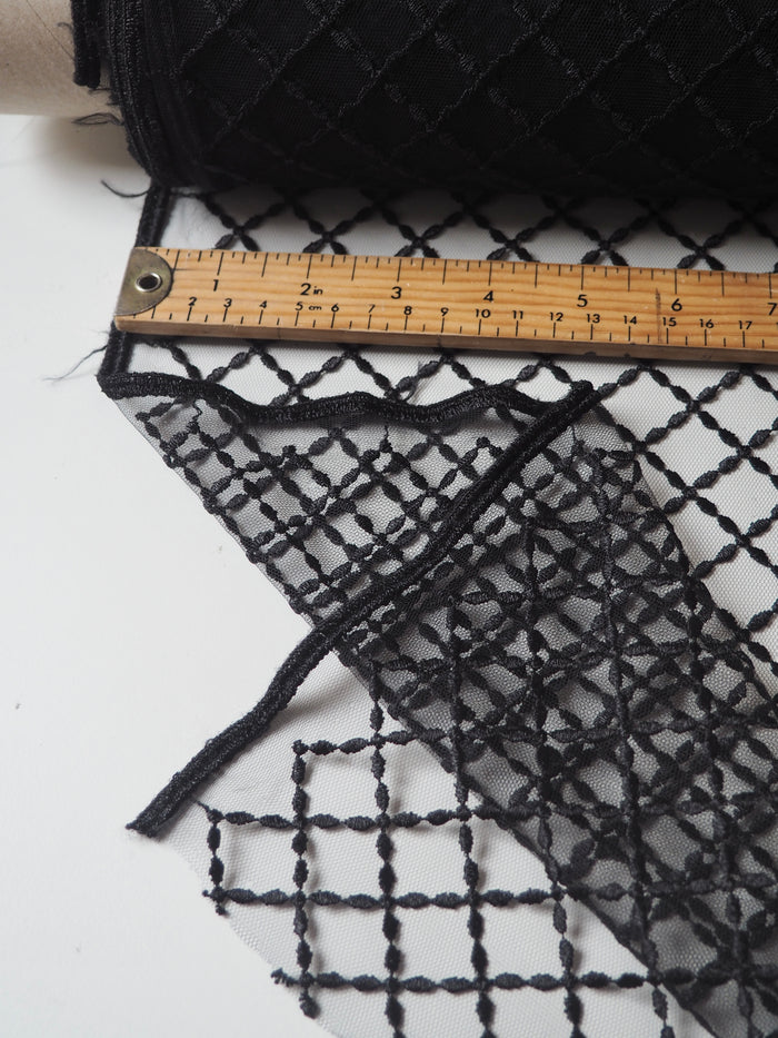 Black Lattice Embroidered Tulle