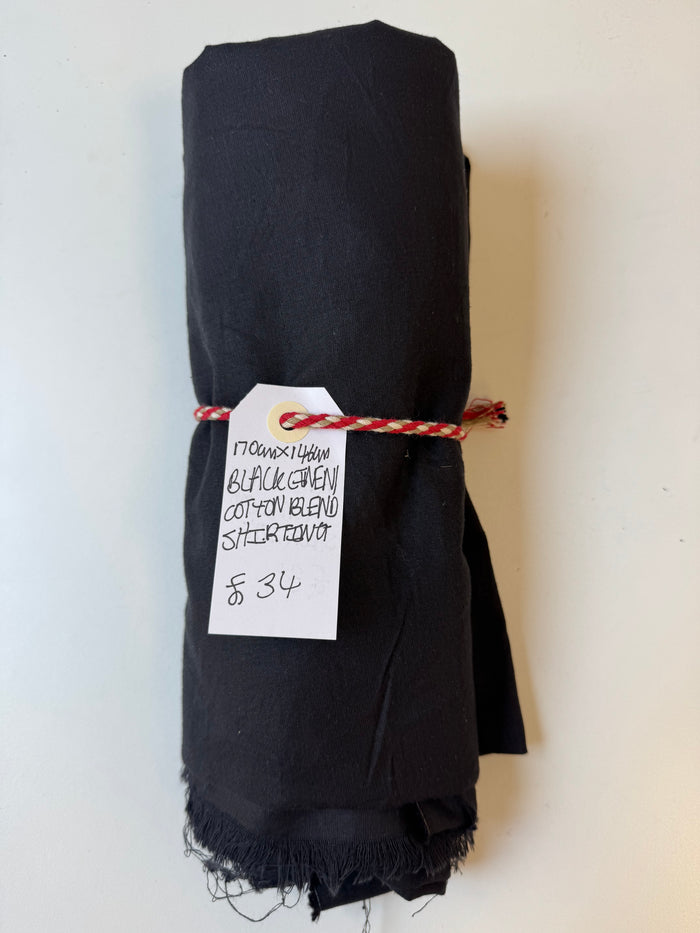 Black Linen/Cotton Blend Shirting Remnant