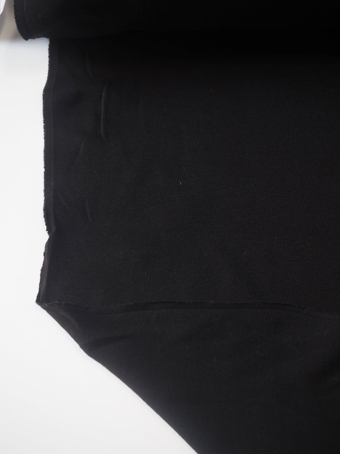 Black Mediumweight Cotton 1x1 Jersey