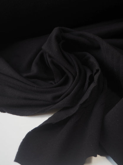 Black Mediumweight Cotton 1x1 Jersey