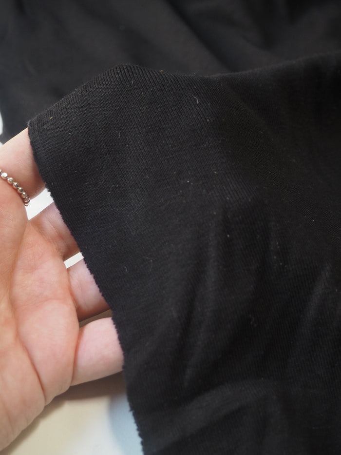Black Mediumweight Cotton 1x1 Jersey