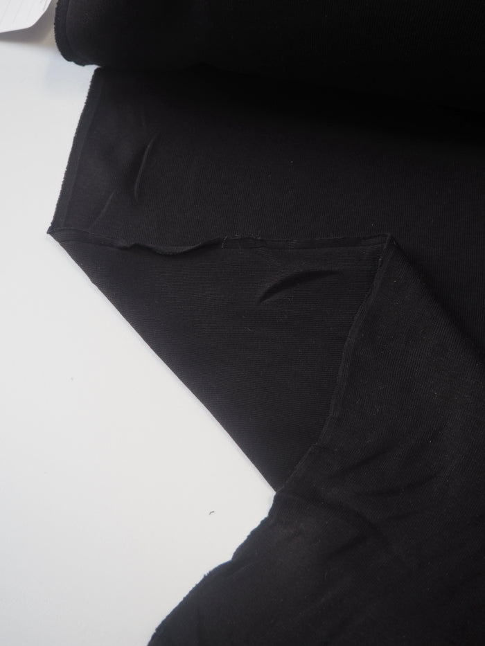 Black Mediumweight Cotton 1x1 Jersey