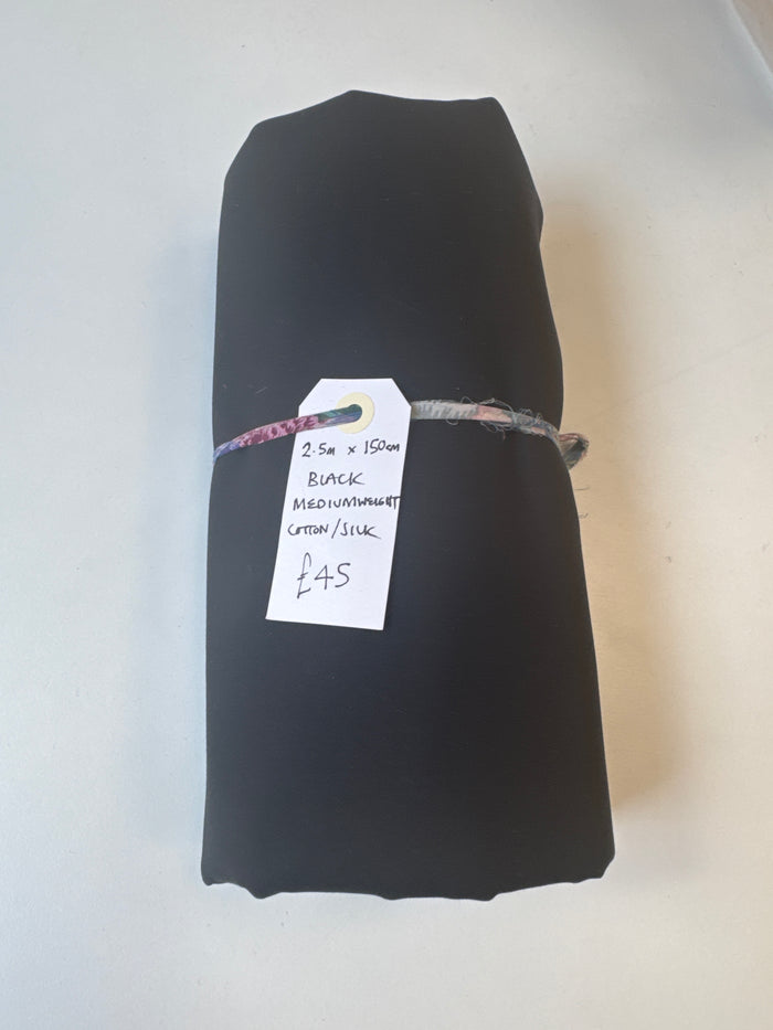 Black Mediumweight Cotton/Silk Remnant