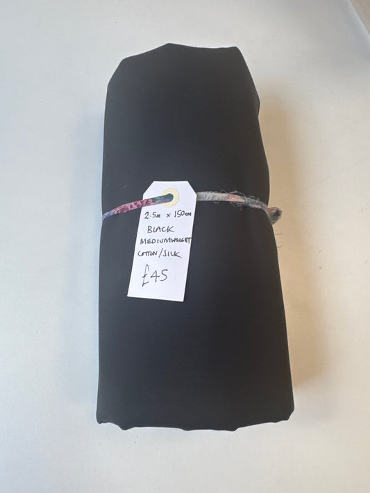 Black Mediumweight Cotton/Silk Remnant