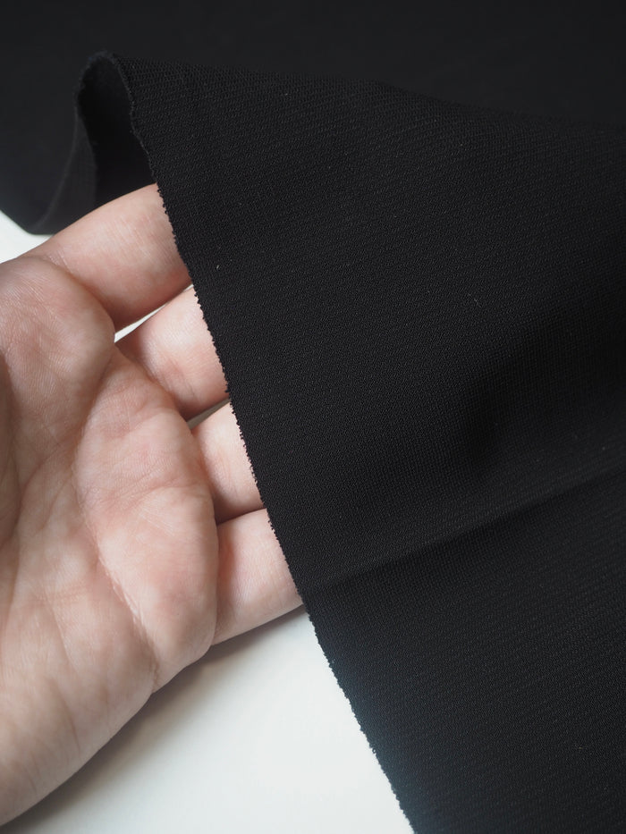 Black Mediumweight Viscose Interlock Jersey