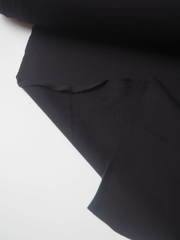 Black Mediumweight Viscose Interlock Jersey