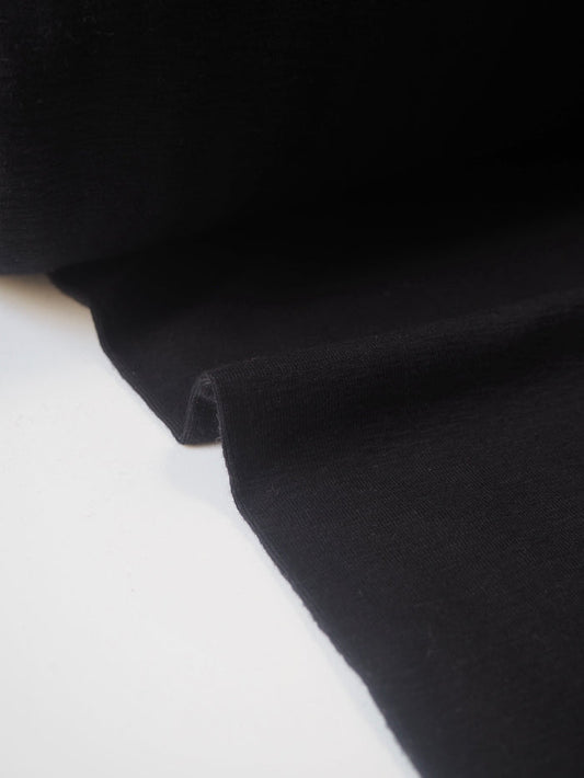 Black Melange Circular Cotton 1x1 Rib Jersey