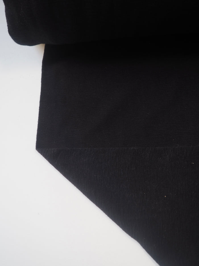 Black Melange Circular Cotton 1x1 Rib Jersey