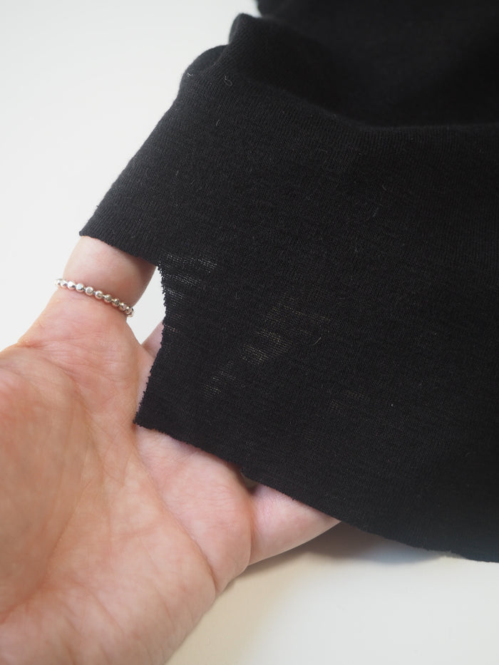 Black Melange Circular Cotton 1x1 Rib Jersey