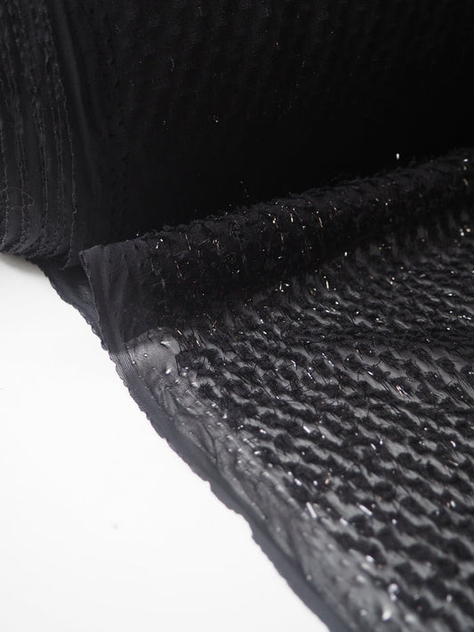 Black Metallic Fringe Dot Chiffon