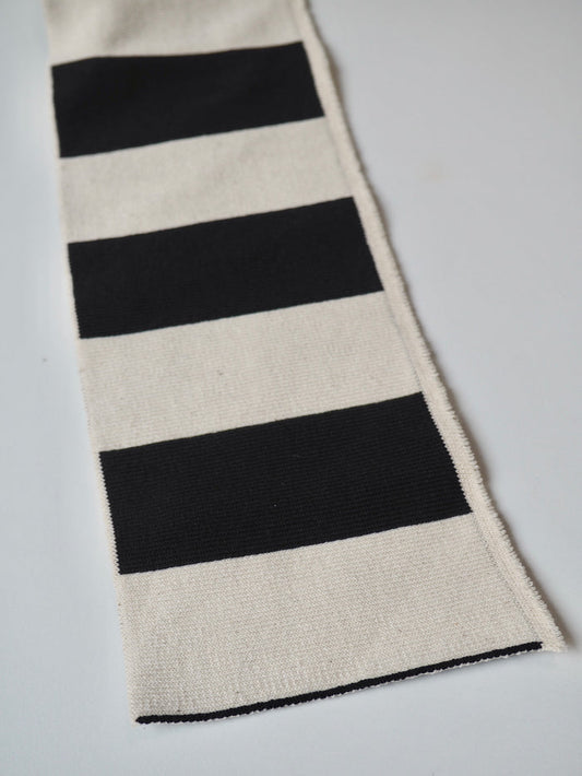 Black + Natural Stripe Ribbed Cuff 10cm