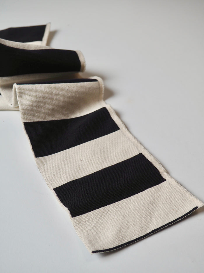 Black + Natural Stripe Ribbed Cuff 10cm
