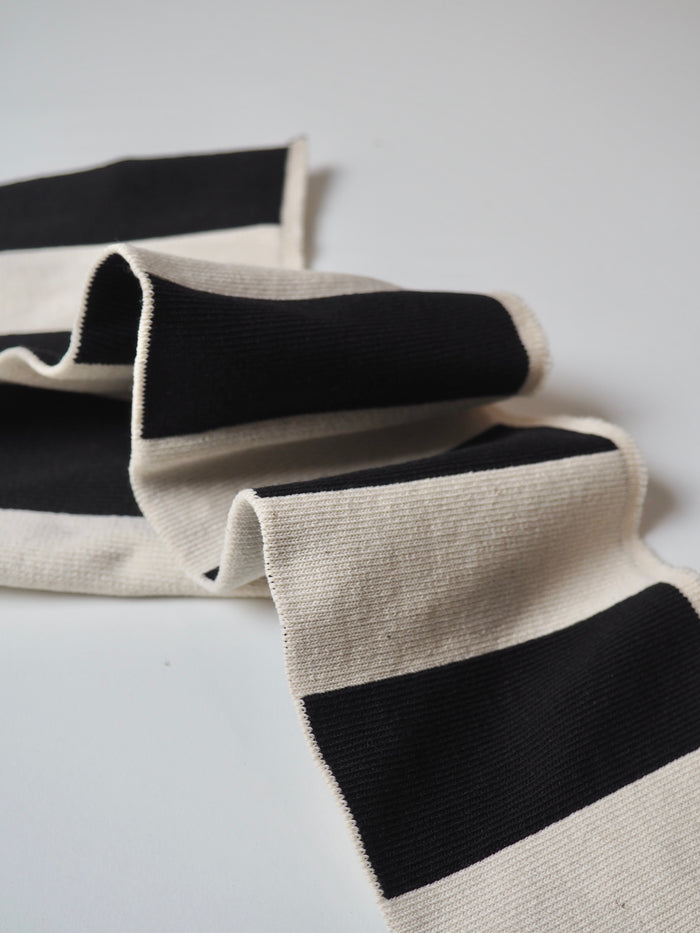 Black + Natural Stripe Ribbed Cuff 10cm