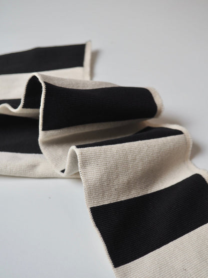 Black + Natural Stripe Ribbed Cuff 10cm