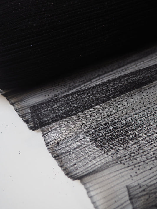 Black Pleated Glitter Tulle