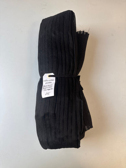 Black Pleated Striped Double Silk Organza Remnant