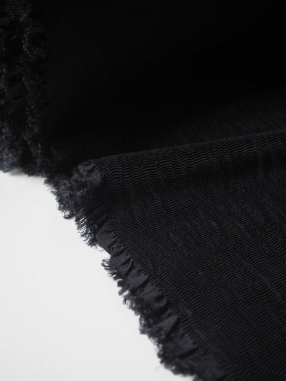 Black Plissé Cupro Cloqué
