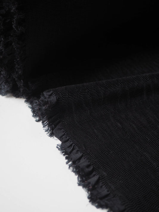 Black Plissé Cupro Cloqué
