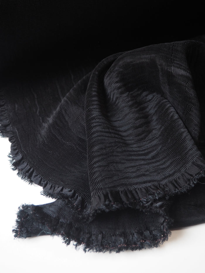 Black Plissé Cupro Cloqué
