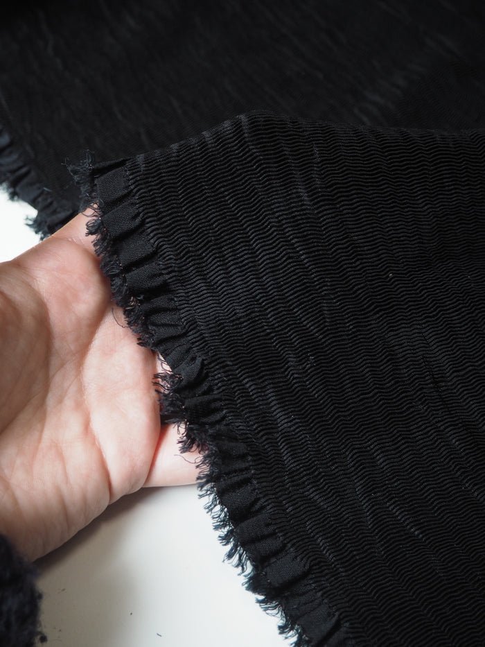 Black Plissé Cupro Cloqué