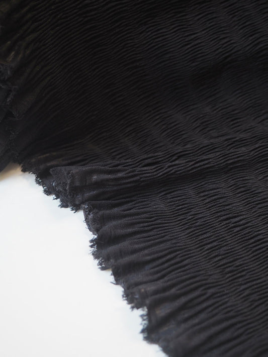 Black Plissé Satin